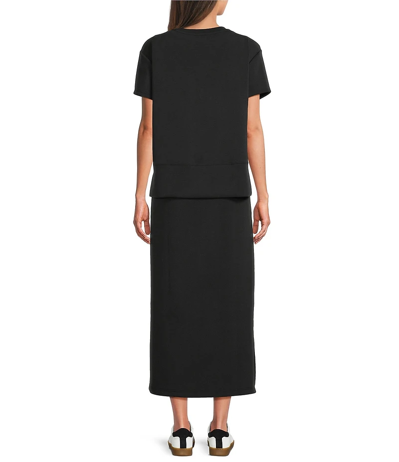 See and Be Seen Round Neck Short Sleeve Midi A-Line Dress