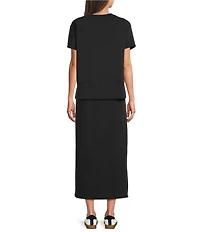 See and Be Seen Round Neck Short Sleeve Midi A-Line Dress