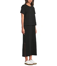 See and Be Seen Round Neck Short Sleeve Midi A-Line Dress