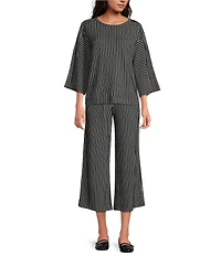 See And Be Seen Stripe Knit Boat Neck 3/4 Sleeve Coordinating Top