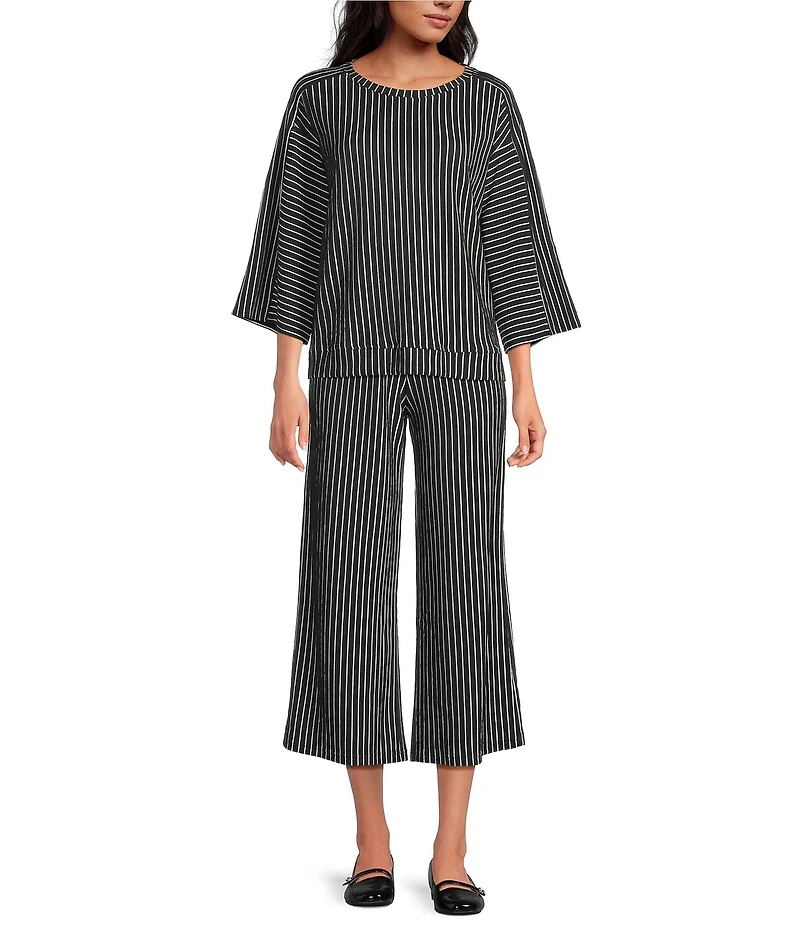 See and Be Seen Stripe Pull-On Cropped Wide Leg Coordinating Pants