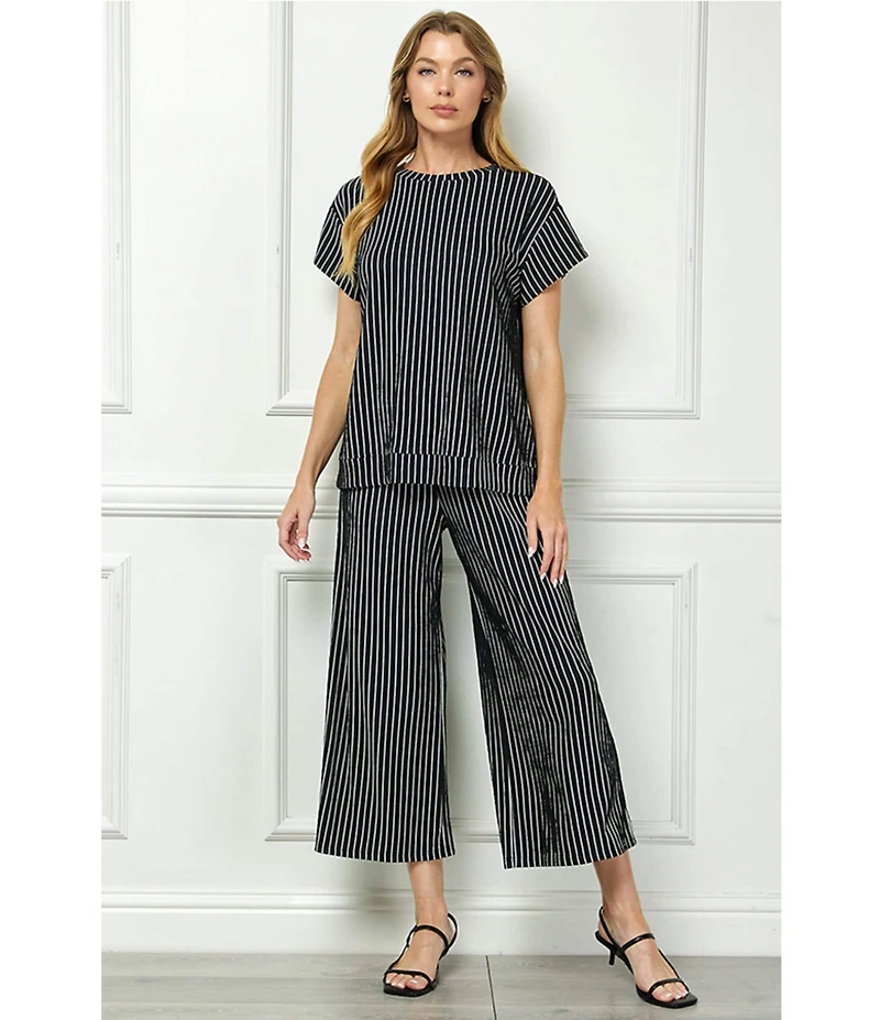 See and Be Seen Stripe Pull-On Cropped Wide Leg Coordinating Pants
