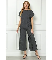 See and Be Seen Stripe Pull-On Cropped Wide Leg Coordinating Pants