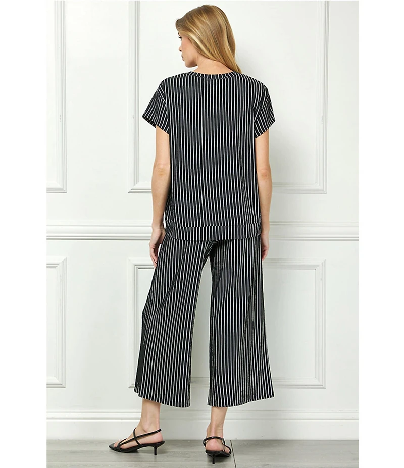 See and Be Seen Stripe Pull-On Cropped Wide Leg Coordinating Pants