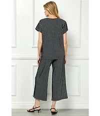 See and Be Seen Stripe Pull-On Cropped Wide Leg Coordinating Pants