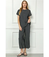 See and Be Seen Stripe Pull-On Cropped Wide Leg Coordinating Pants