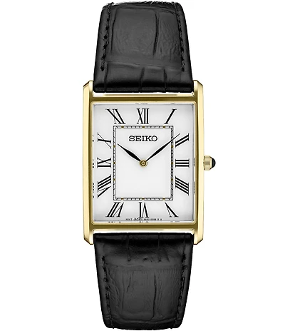 Seiko Men's Essential Quartz Analog Black Leather Strap Watch