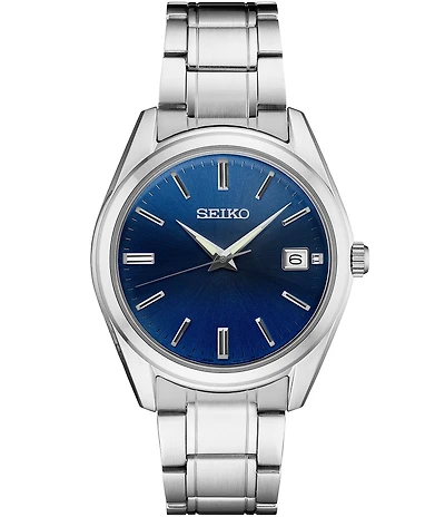 Seiko Men's Essential Quartz Analog Black Dial Stainless Steel Bracelet Watch