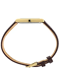 Seiko Men's Essentials Gold Rectangle Quartz Analog Croco Leather Strap Watch