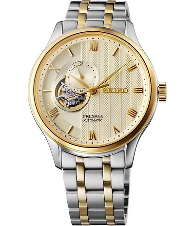 Seiko Men's Presage Japanese Garden Automatic Two Tone Stainless Steel Bracelet Watch