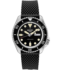 Seiko Men's Seiko 5 Sports Automatic Black Silicone Strap Watch