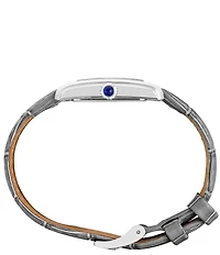 Seiko Women's Essentials Silver Rectangle Quartz Analog Croco Leather Strap Watch