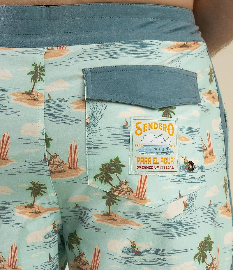 Sendero Provisions Co. Point Bar Malibu Cowboy 6.5#double; Inseam Swim Trunks