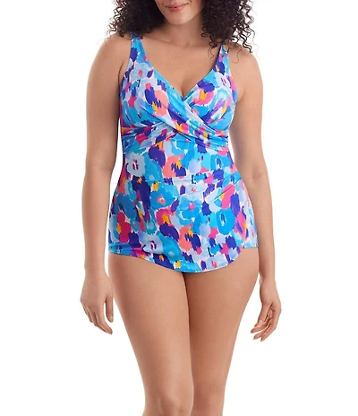 Shape Solver Color Confetti Crossover Sarong One Piece Swimsuit