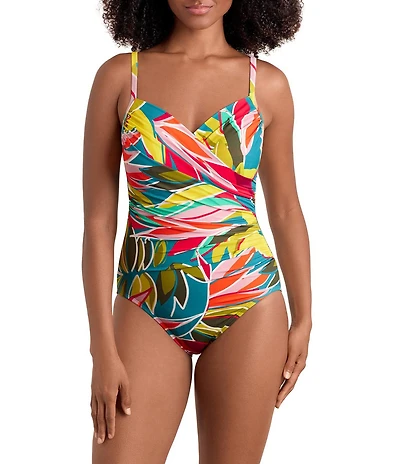 Shape Solver Curacao V-Neck Moderate Coverage Surplice One Piece Swimsuit