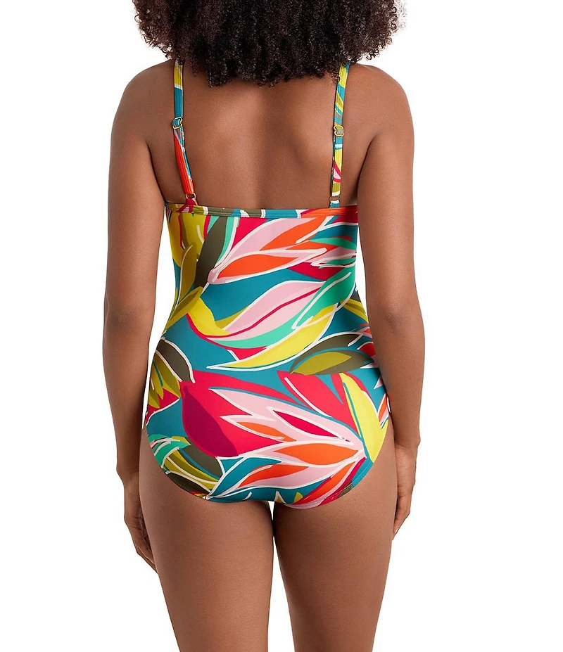 Shape Solver Curacao V-Neck Moderate Coverage Surplice One Piece Swimsuit