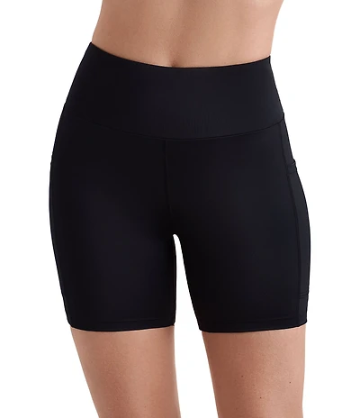 Shape Solver Divine Solid Yoga Waist Biker Swim Shorts
