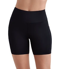 Shape Solver Divine Solid Yoga Waist Biker Swim Shorts