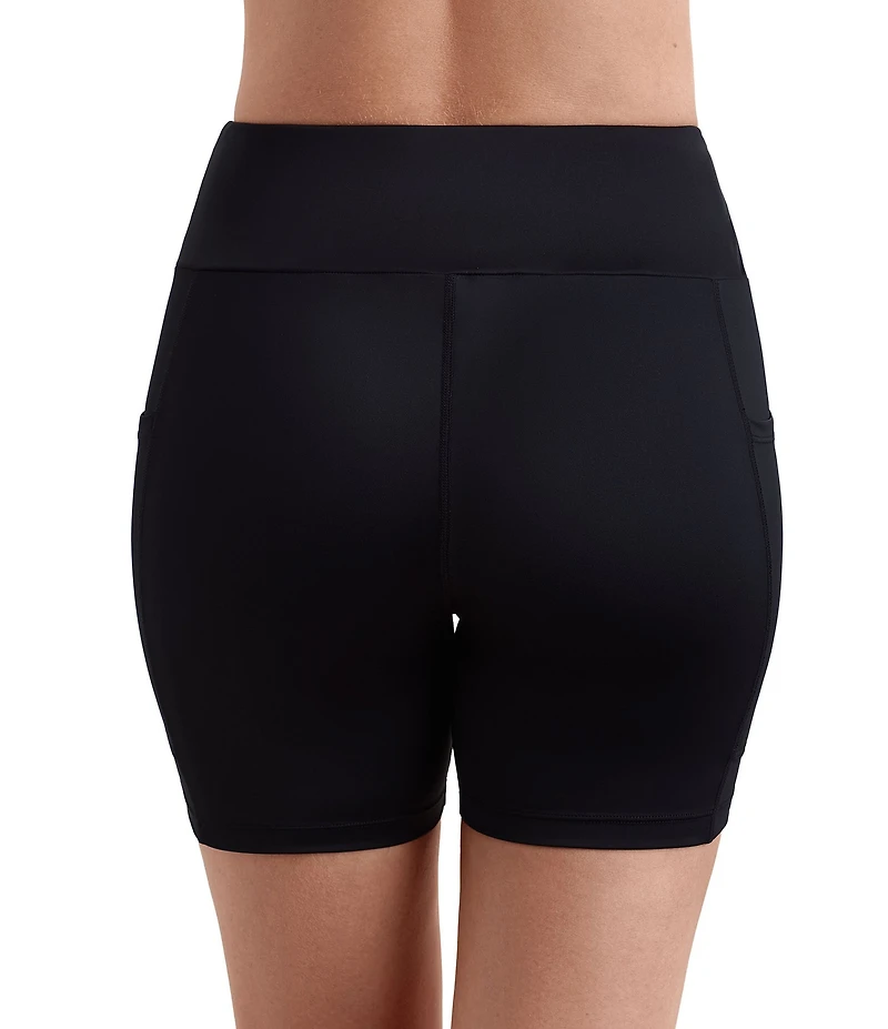 Shape Solver Divine Solid Yoga Waist Biker Swim Shorts