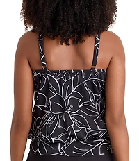 Shape Solver Floraline High Neck Blouson Tankini Swim Top