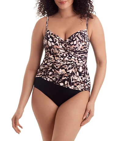 Shape Solver Flutter Mosaic Surplice One-Piece Swimsuit