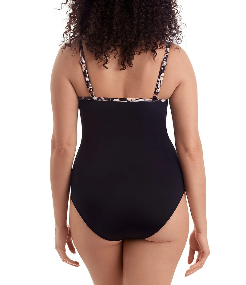 Shape Solver Flutter Mosaic Surplice One-Piece Swimsuit