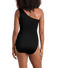 Shape Solver Leaf Sensation Tummy Control One Shoulder One Piece Swimsuit