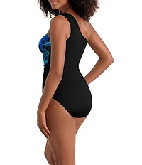 Shape Solver Leaf Sensation Tummy Control One Shoulder One Piece Swimsuit
