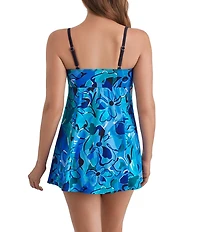 Shape Solver Organic Bloom Scoop Neck One Piece Empire Swimdress