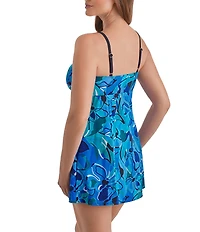 Shape Solver Organic Bloom Scoop Neck One Piece Empire Swimdress
