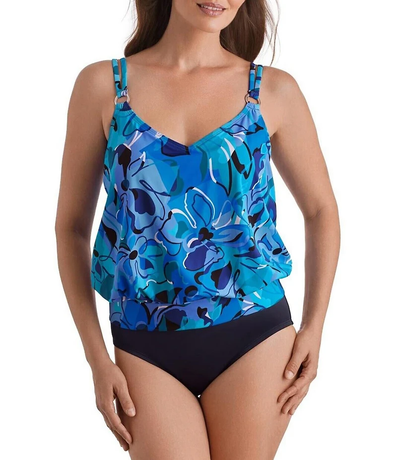Shape Solver Organic Bloom V-Neck Blouson One Piece Swimsuit