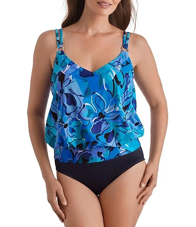 Shape Solver Organic Bloom V-Neck Blouson One Piece Swimsuit