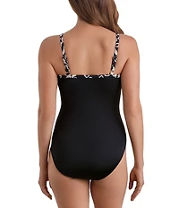 Shape Solver Palm Royale Crisscross V-Neck One-Piece Swimsuit