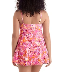 Shape Solver Picasso Floral Bow Front Tummy Control One Piece Swimdress