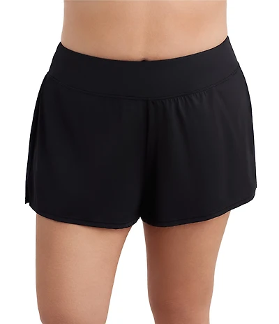 Shape Solver Plus Size Divine Solid Tummy Control Swim Shorts