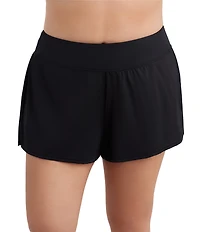 Shape Solver Plus Size Divine Solid Tummy Control Swim Shorts