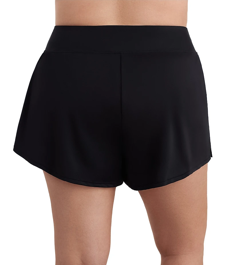 Shape Solver Plus Size Divine Solid Tummy Control Swim Shorts