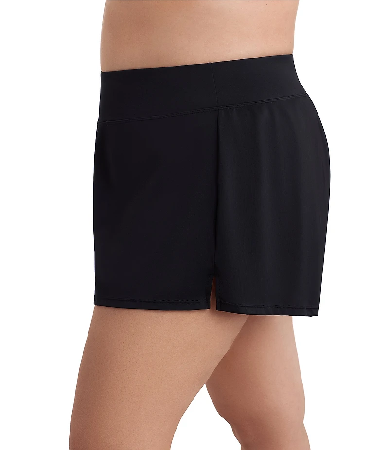 Shape Solver Plus Size Divine Solid Tummy Control Swim Shorts