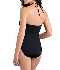Shape Solver Solid Sutton V-Wire Neck Bandeau One Piece Swimsuit