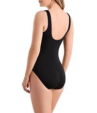 Shape Solver Sport Curve Control Square Neck Tank One Piece Swimsuit