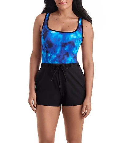 Shape Solver Sport Laguna Waters Bind Scoop Neck Runaround One Piece Swimsuit