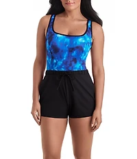 Shape Solver Sport Laguna Waters Bind Scoop Neck Runaround One Piece Swimsuit