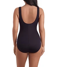 Shape Solver Sport Optic Rays Square Neck Illusion Tank One Piece Swimsuit