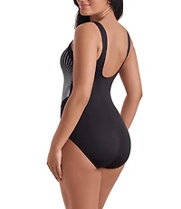 Shape Solver Sport Optic Rays Square Neck Illusion Tank One Piece Swimsuit