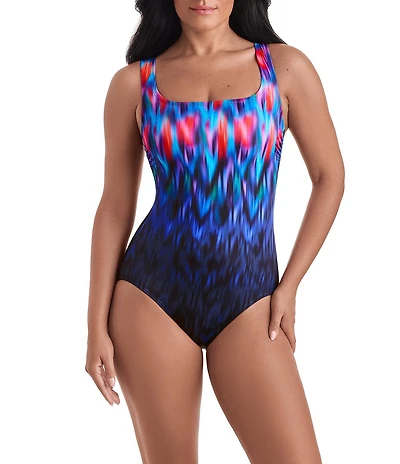 Shape Solver Sport Phantasm Square Neck Tank One Piece Swimsuit