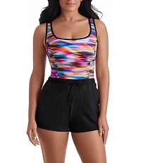 Shape Solver Sport Sea Glass Bind Scoop Neck Runaround One Piece Swimsuit