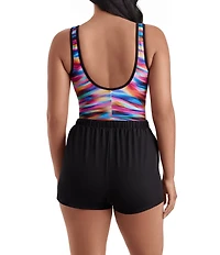 Shape Solver Sport Sea Glass Bind Scoop Neck Runaround One Piece Swimsuit