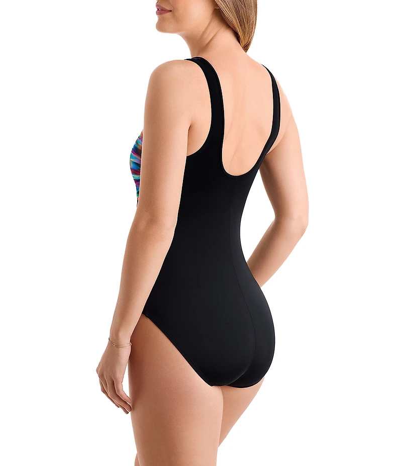 Shape Solver Sport Seaglass Binded High Neck Tank One Piece Swimsuit