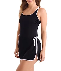 Shape Solver Sport Spa Retreat Scoop Neck Tie Bow One Piece Swimdress