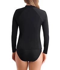 Shape Solver Sport Sunshirt Mock Neck Long Sleeve Zip Front Rashguard